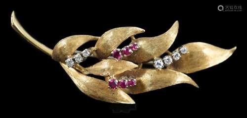 A 1960's 18ct gold, six stone ruby and seven stone diamo...