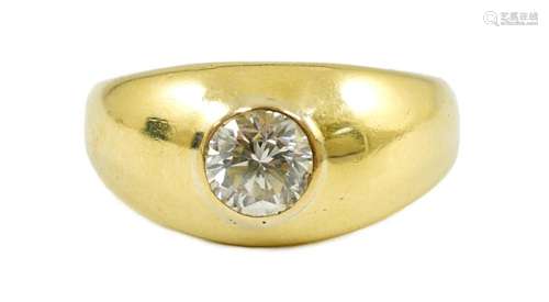 A modern 18ct gold and gypsy set solitaire diamond ring