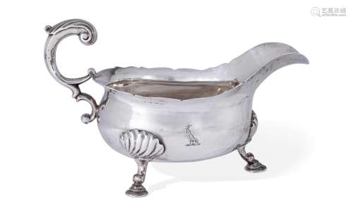 A George II silver sauce boat, London 1744, David Hennell I,...