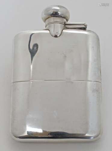A silver hip flask, Birmingham, 1939, A & J Zimmerman, 1...