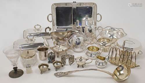 A group of silver plate, to include a twin handled entree di...