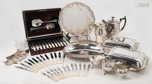 A group of silver plate, to include: a Contemporary Italian ...