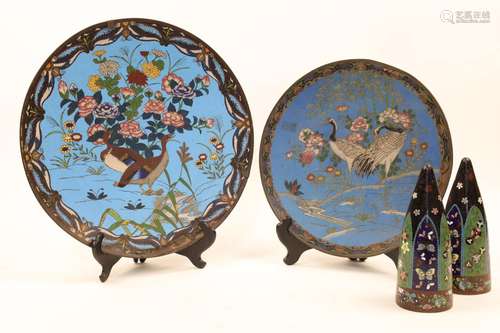 A group of four Japanese cloisonne items, Meiji period, late...