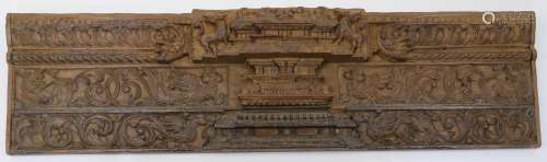 A carved relief wood panel in the South East Asian style, 20...