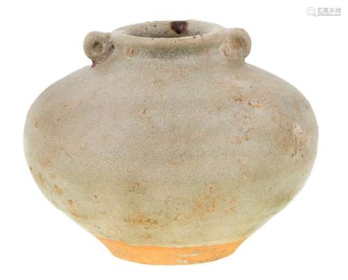 A Thai Sawankhalok squat jar, 15th/16th century, of compress...