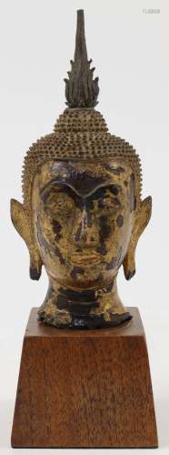 A Thai gilt bronze head of a buddha or bodhisattva, 19th cen...