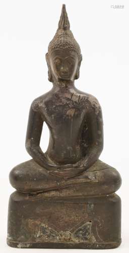 A Burmese bronze figure of a buddha, 20th century, modelled ...