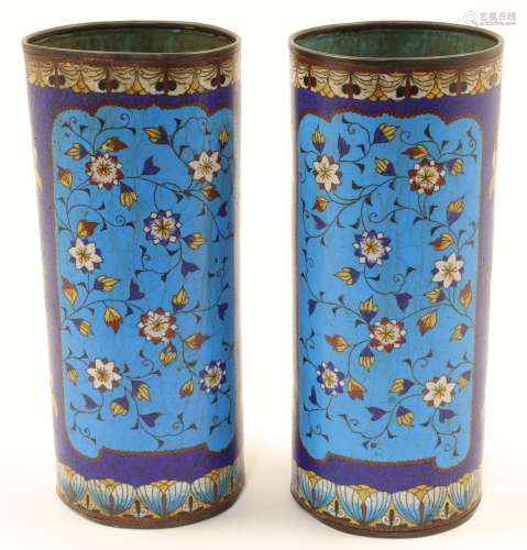 A pair of Chinese cloisonne hat stands, 19th / 20th century,...