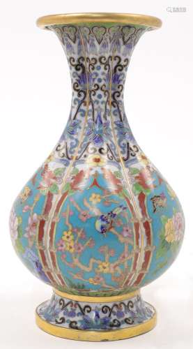 A Chinese cloisonne vase, 20th century, of lobed baluster fo...