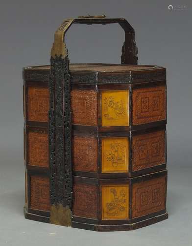 A Chinese wedding basket, late 19th / early 20th century, of...