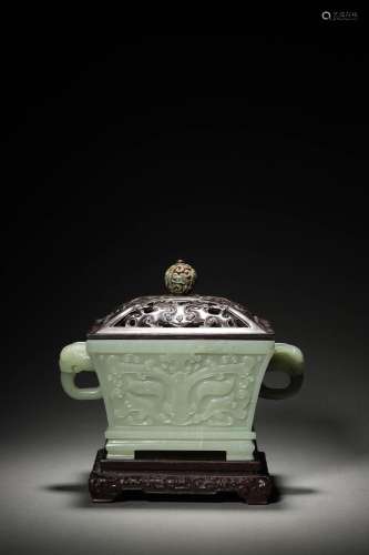 A QING WHITE JADE CENSER