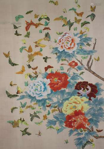 Chinese School, 20th century, a study of butterflies and blo...