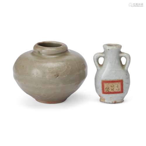 A Chinese twin-handled miniature qingbai vase and a Chinese ...