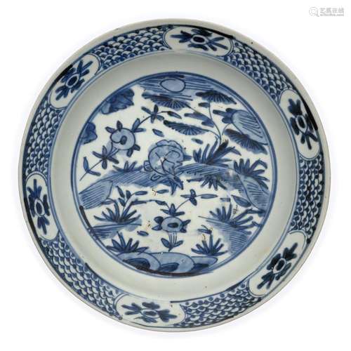 A Chinese Zhangzhou (Swatow) blue and white deer dish, Ming ...