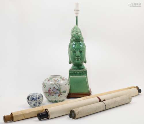 A collection of Chinese items, including: a late 19th centur...