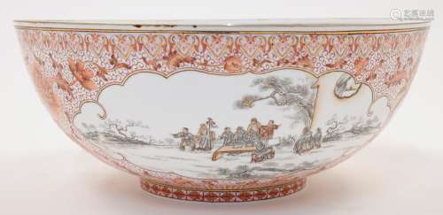 A modern Chinese eggshell style porcelain bowl, decorated in...
