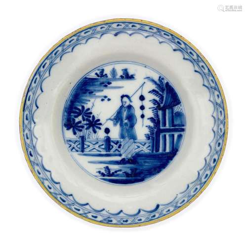 A Dutch Delft blue and white tin-glazed faience plate, 18th ...