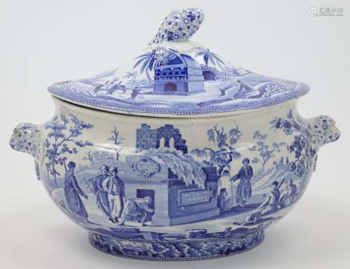 A Copeland Spode twin handled tureen and cover, 19th century...