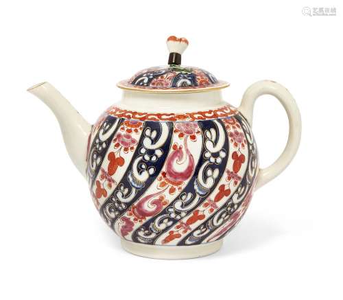 A Worcester Queen Charlotte pattern teapot and cover, c.1765...