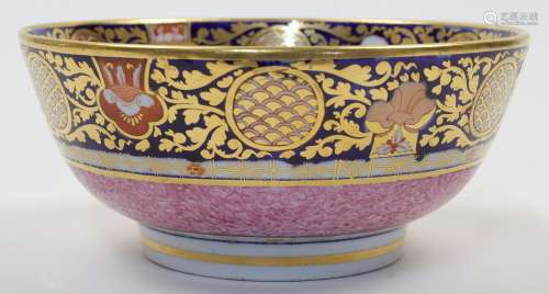 An English porcelain slop bowl, possibly Spode, early 19th c...