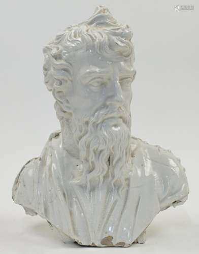 A white glazed Staffordshire bust of Plato, 19th century, mo...