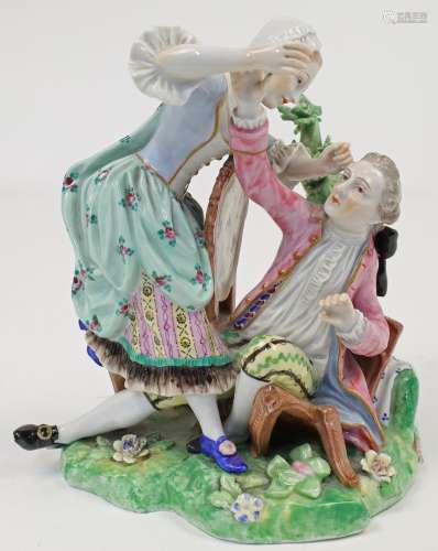 A Derby porcelain figure group, The Broken Chair, c.1800-25,...