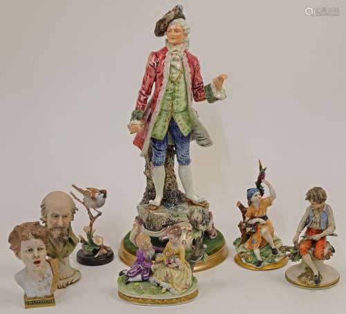 A group of Continental porcelain figures and figural groups,...