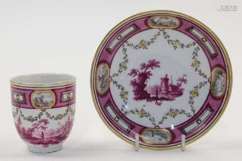 A Ludwigsburg porcelain cup and saucer, second half 18th cen...