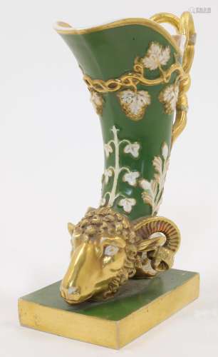 A Paris porcelain cornucopia vase, 19th century, modelled ta...