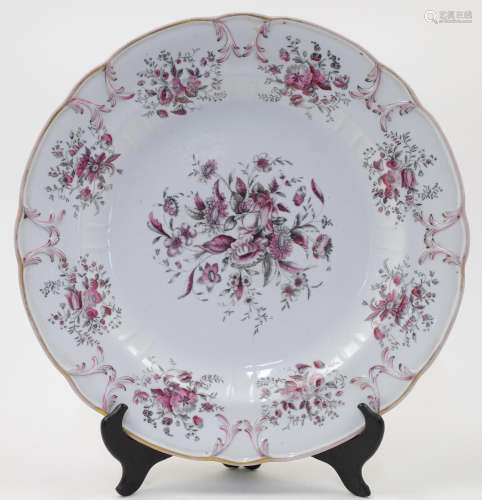 A large Russian Popov porcelain charger, 19th century, decor...