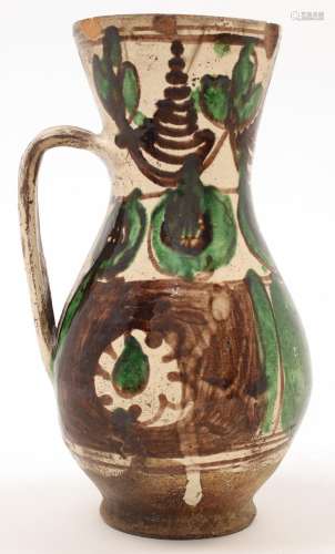 A Spanish Teruel style terracotta jug, 19th / 20th century, ...