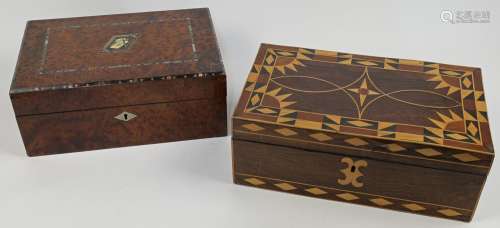 Two writing slopes, 19th century, to include an inlaid rosew...