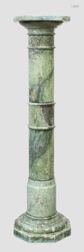 A green marble display column, 20th century, with octagonal ...