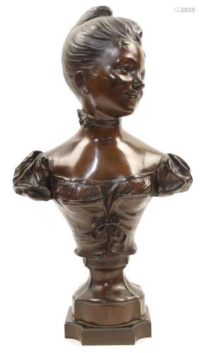 After Jules Felix Coutan, French, 1848-1939, a bronze bust o...