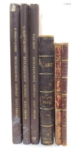 A group of French decoratively bound journals on art and arc...