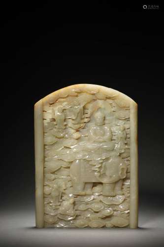 A QING WHITE JADE SCREEN