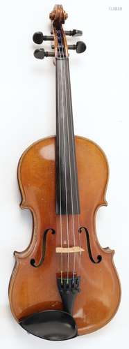 A German violin, c.1920, stamped below button Leopold Mitsch...