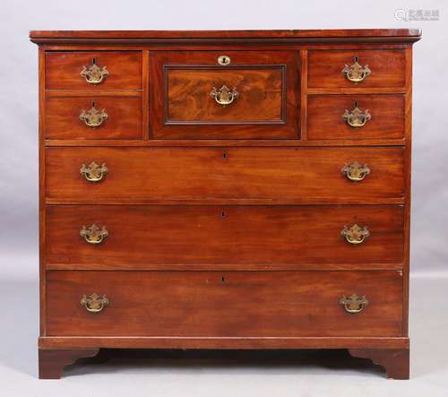 A George III and later mahogany secretaire chest, first quar...