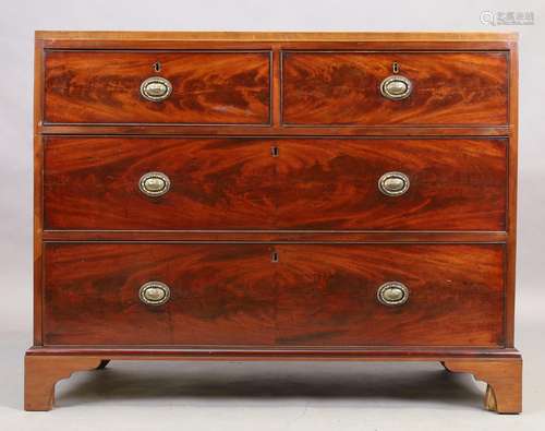 A George III mahogany chest, last quarter 18th century, two ...