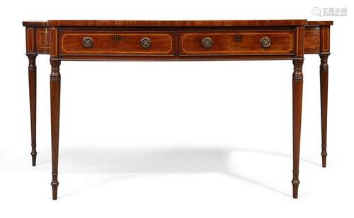 A George III boxwood inlaid mahogany serving table, first qu...