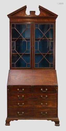 A George III mahogany bureau bookcase, last quarter 18th cen...