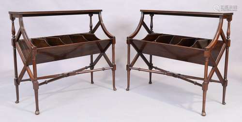 A pair of English mahogany book troughs, in the George III s...