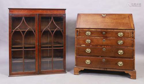 A George III mahogany bureau, last quarter 18th century, 100...