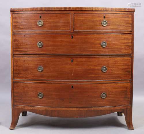 A Regency mahogany bow front chest, first quarter 19th centu...