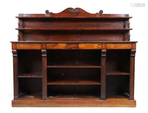 A Regency rosewood bookcase, first quarter 19th century, the...