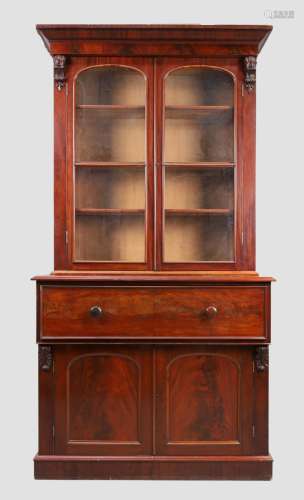 A Victorian mahogany secretaire bookcase, third quarter 19th...