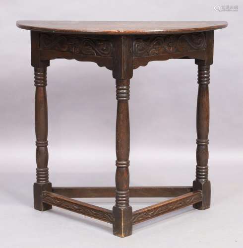 A Victorian oak cricket table, last quarter 19th century, de...
