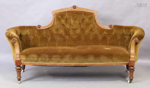 A Victorian mahogany salon sofa, last quarter 19th century, ...