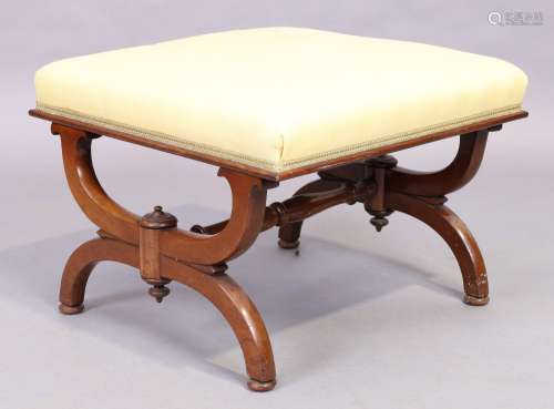 A Victorian mahogany X-framed stool, last quarter 19th centu...