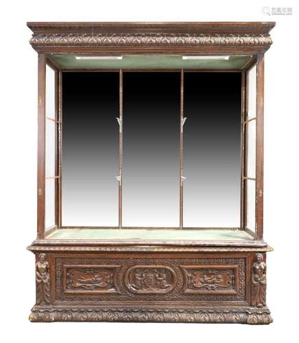 A mahogany and oak display cabinet, last quarter 19th centur...